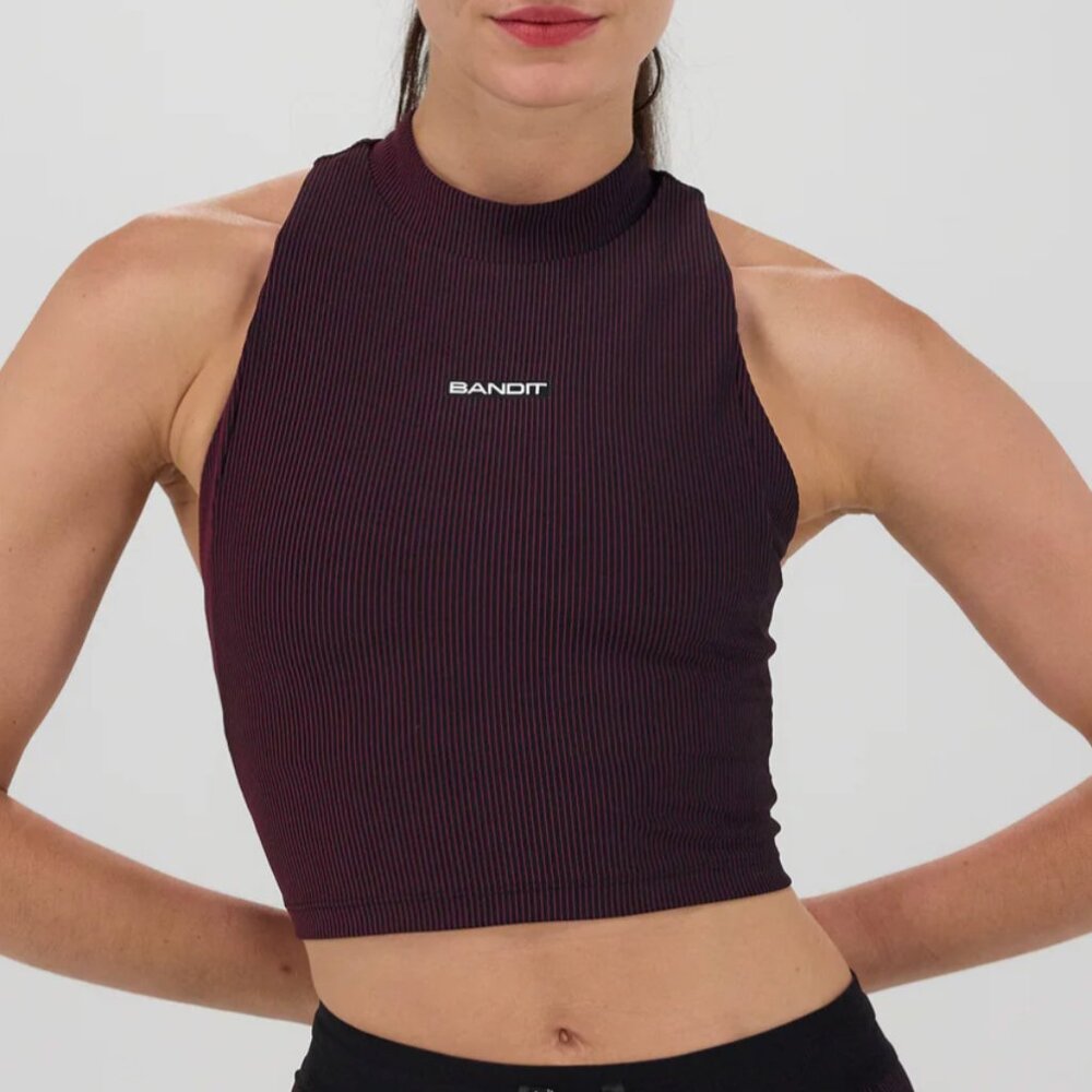 Striped Cadence™ Vaso Race Crop - Black / Fig SMALL